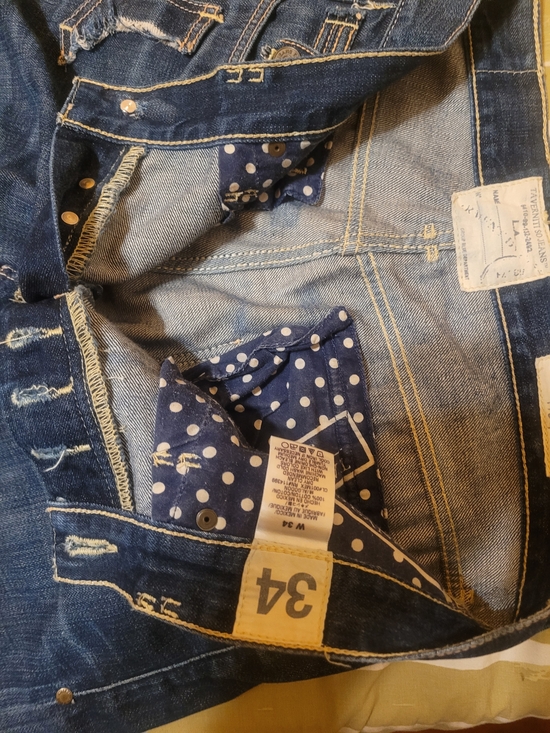 Taverniti So Jeans Denim - Taverniti So Jeans Dark Blue Denim with Navy Polka-Dot Lining